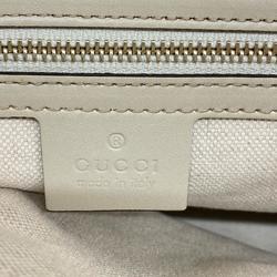 Gucci Tote Bag GG Canvas Sherry Line 257061 Leather Brown White Champagne Women's