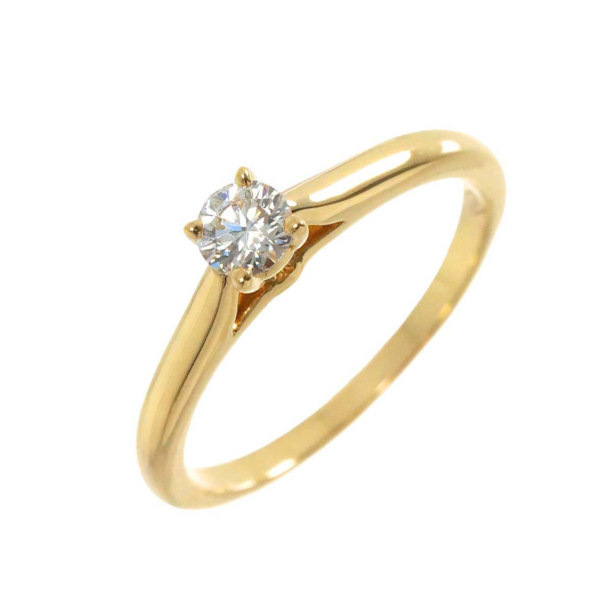 Cartier Solitaire Diamond 0.18ct E VVS2 VG #48 Ring 18K YG Yellow Gold 750