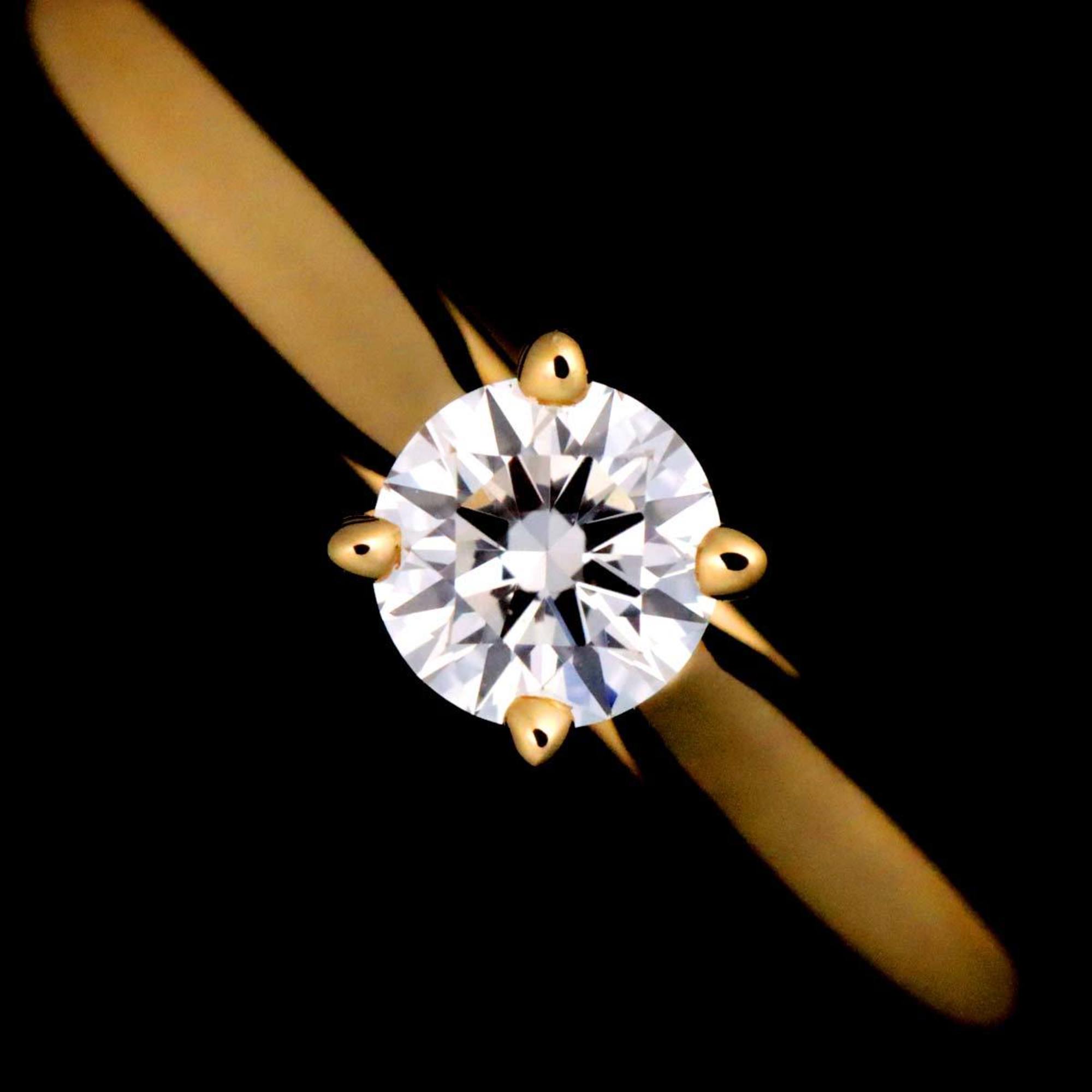 Cartier Solitaire Diamond 0.18ct E VVS2 VG #48 Ring 18K YG Yellow Gold 750