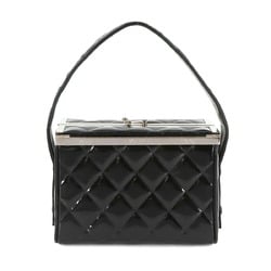 CHANEL Matelasse Vanity Bag Enamel Black Silver Metal Fittings Coco Mark