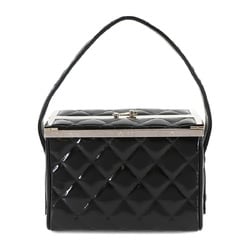 CHANEL Matelasse Vanity Bag Enamel Black Silver Metal Fittings Coco Mark