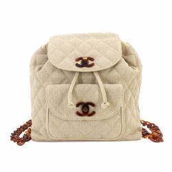 CHANEL Matelasse tortoiseshell pattern plastic chain backpack, canvas, leather, beige, gold hardware, Plastic Chain Backpack