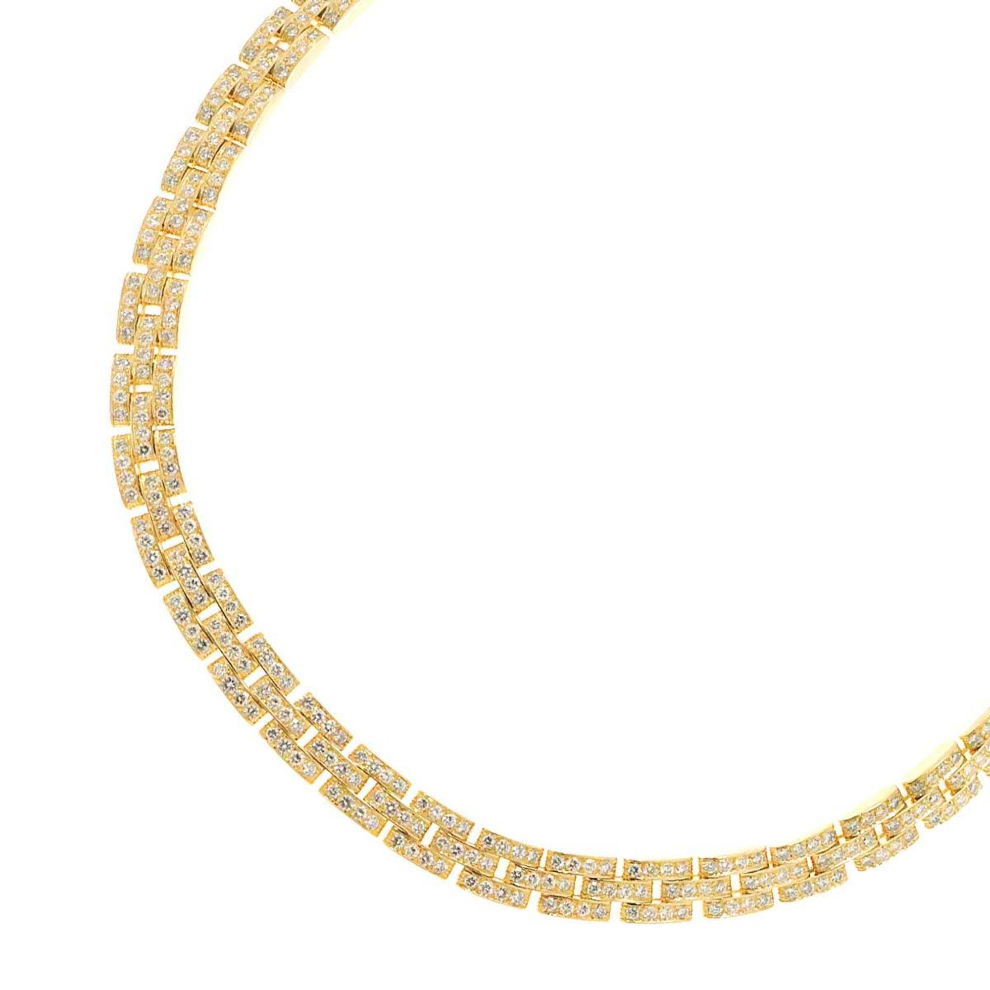 Cartier Maillon Panthere Full Diamond Necklace 40cm K18 YG Yellow Gold 750