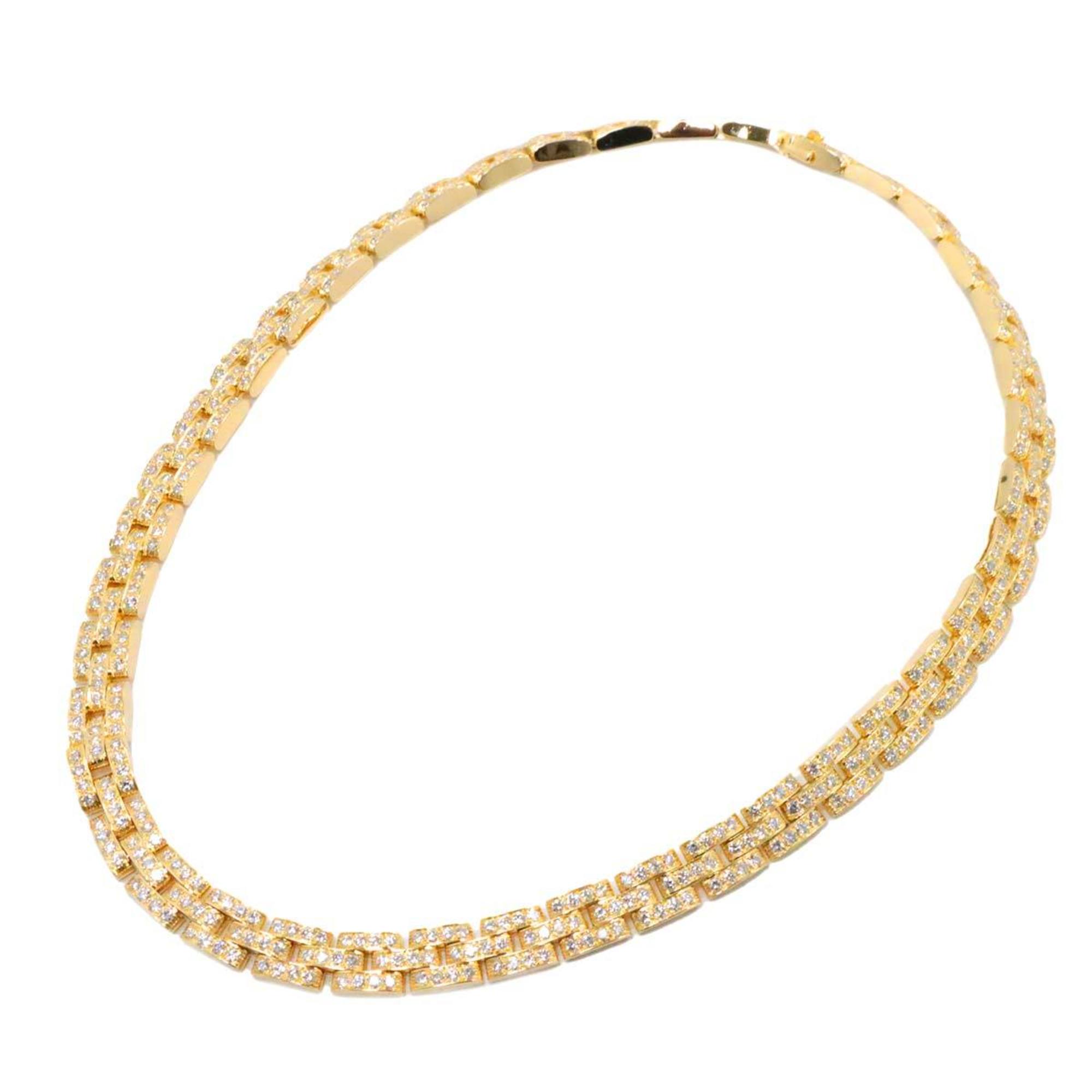 Cartier Maillon Panthere Full Diamond Necklace 40cm K18 YG Yellow Gold 750