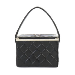 CHANEL Matelasse Vanity Handbag Leather Black Silver Hardware