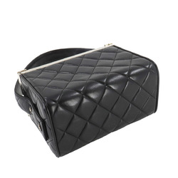 CHANEL Matelasse Vanity Handbag Leather Black Silver Hardware