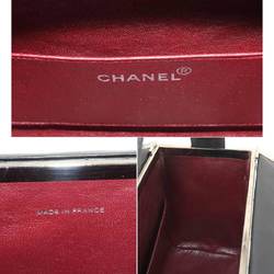 CHANEL Matelasse Vanity Handbag Leather Black Silver Hardware