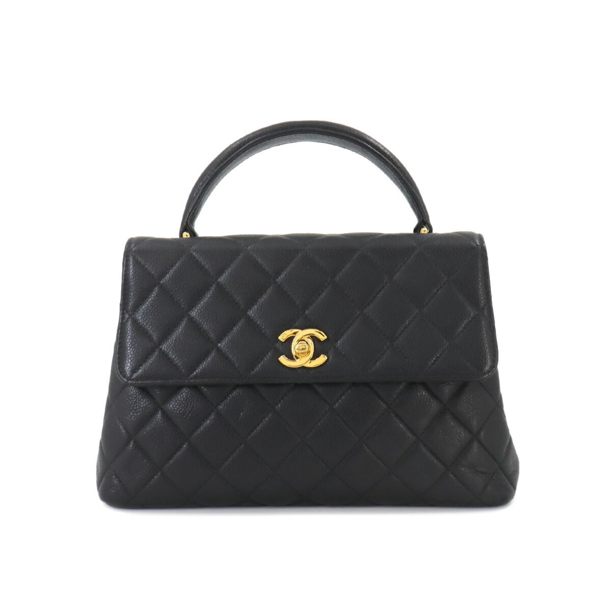 CHANEL Matelasse Handbag Soft Caviar Skin Black A12391 Gold Hardware Bag