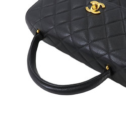 CHANEL Matelasse Handbag Soft Caviar Skin Black A12391 Gold Hardware Bag