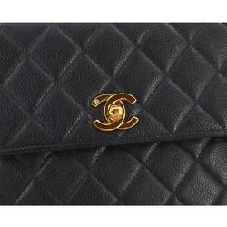 CHANEL Matelasse Handbag Soft Caviar Skin Black A12391 Gold Hardware Bag