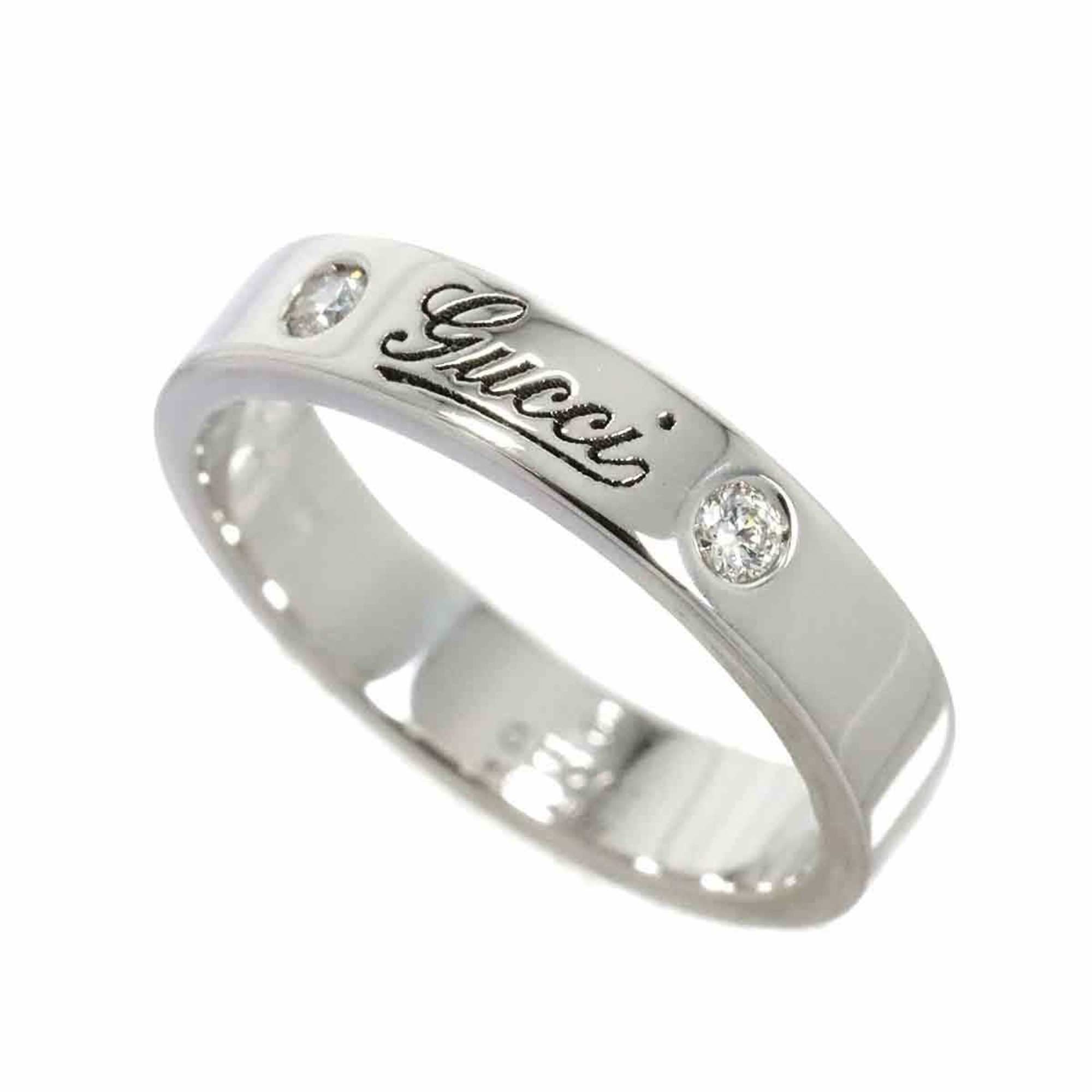 GUCCI Icon Print #11 Ring Diamond K18 WG White Gold 750 ICON