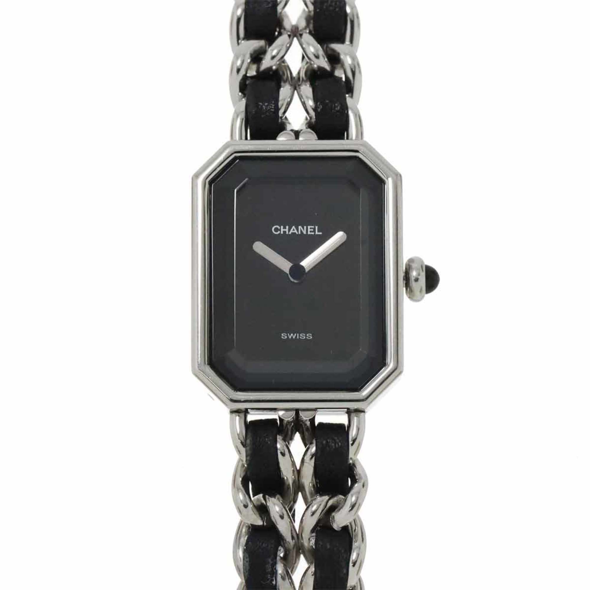 CHANEL Premiere L size H0451 Ladies watch Black Silver Quartz