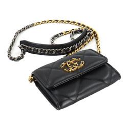 Chanel CHANEL 19 Flap Coin Purse Chain Wallet/Coin Case Leather Black AP1787 case