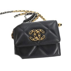 Chanel CHANEL 19 Flap Coin Purse Chain Wallet/Coin Case Leather Black AP1787 case