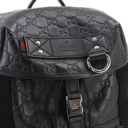 GUCCI Guccissima Backpack Leather Black 368561 Silver Hardware