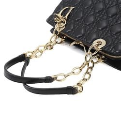 Christian Dior Soft Cannage Chain Leather Black Gold Metal Fittings