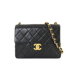 CHANEL Matelasse Chain Shoulder Bag Leather Black A01115 Gold Metal Fittings Mini