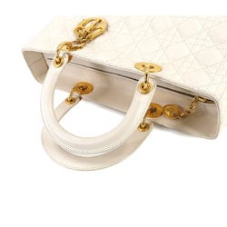 Christian Dior Lady Large Handbag Leather Ivory