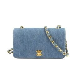 CHANEL Matelasse Chain Shoulder Bag Denim Blue Gold Metal Fittings