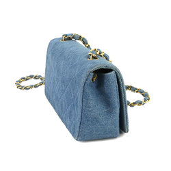 CHANEL Matelasse Chain Shoulder Bag Denim Blue Gold Metal Fittings