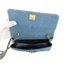 CHANEL Matelasse Chain Shoulder Bag Denim Blue Gold Metal Fittings