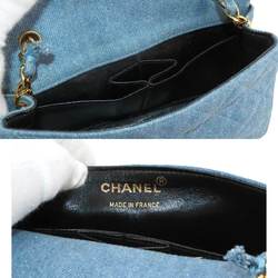 CHANEL Matelasse Chain Shoulder Bag Denim Blue Gold Metal Fittings