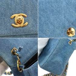 CHANEL Matelasse Chain Shoulder Bag Denim Blue Gold Metal Fittings