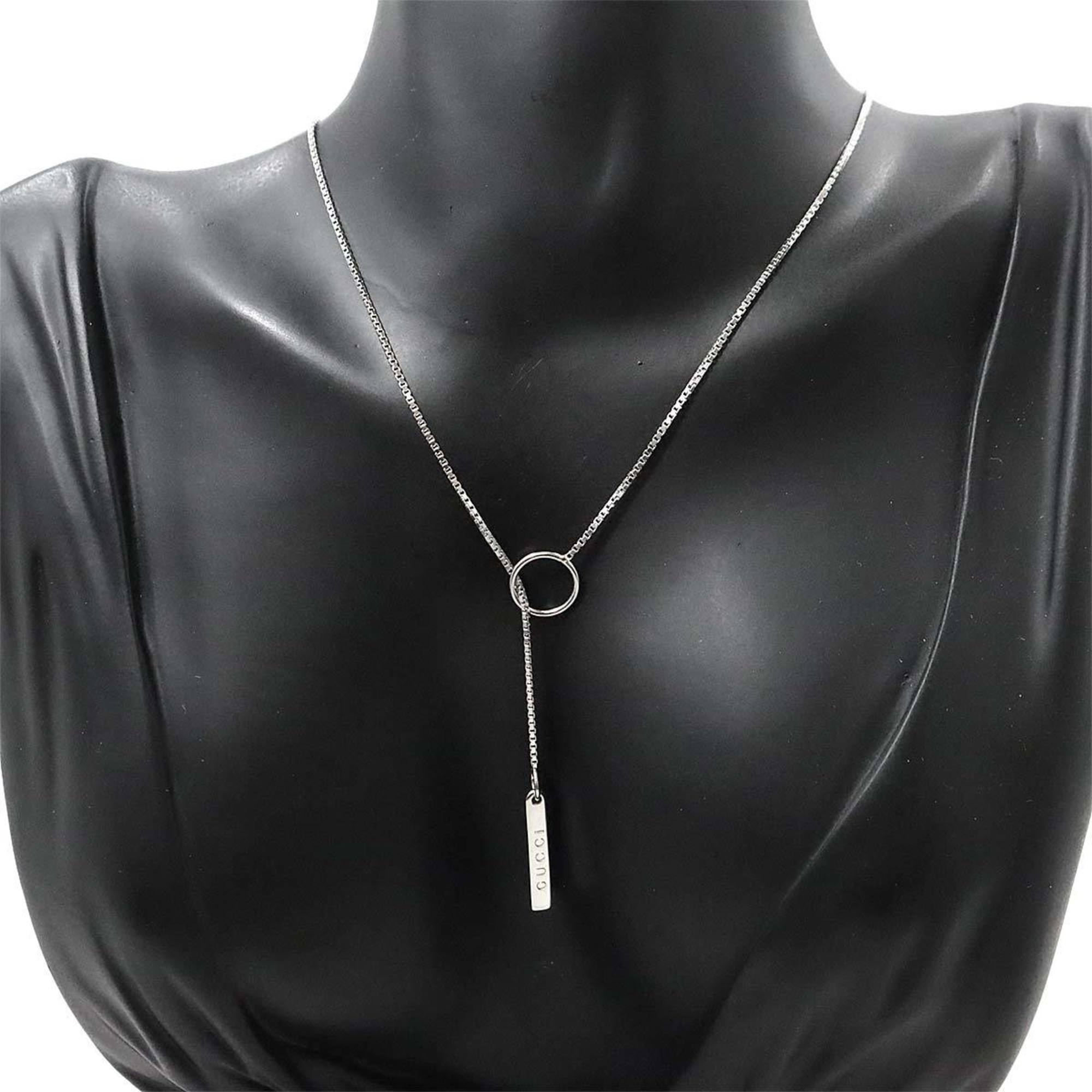 Gucci Lariat Necklace 54cm K18 WG White Gold 750