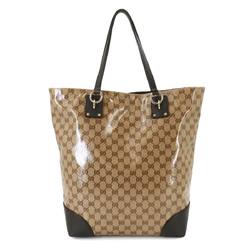 GUCCI GG Crystal Leather Beige Brown 353702 Gold Hardware Tote Bag