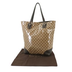 GUCCI GG Crystal Leather Beige Brown 353702 Gold Hardware Tote Bag