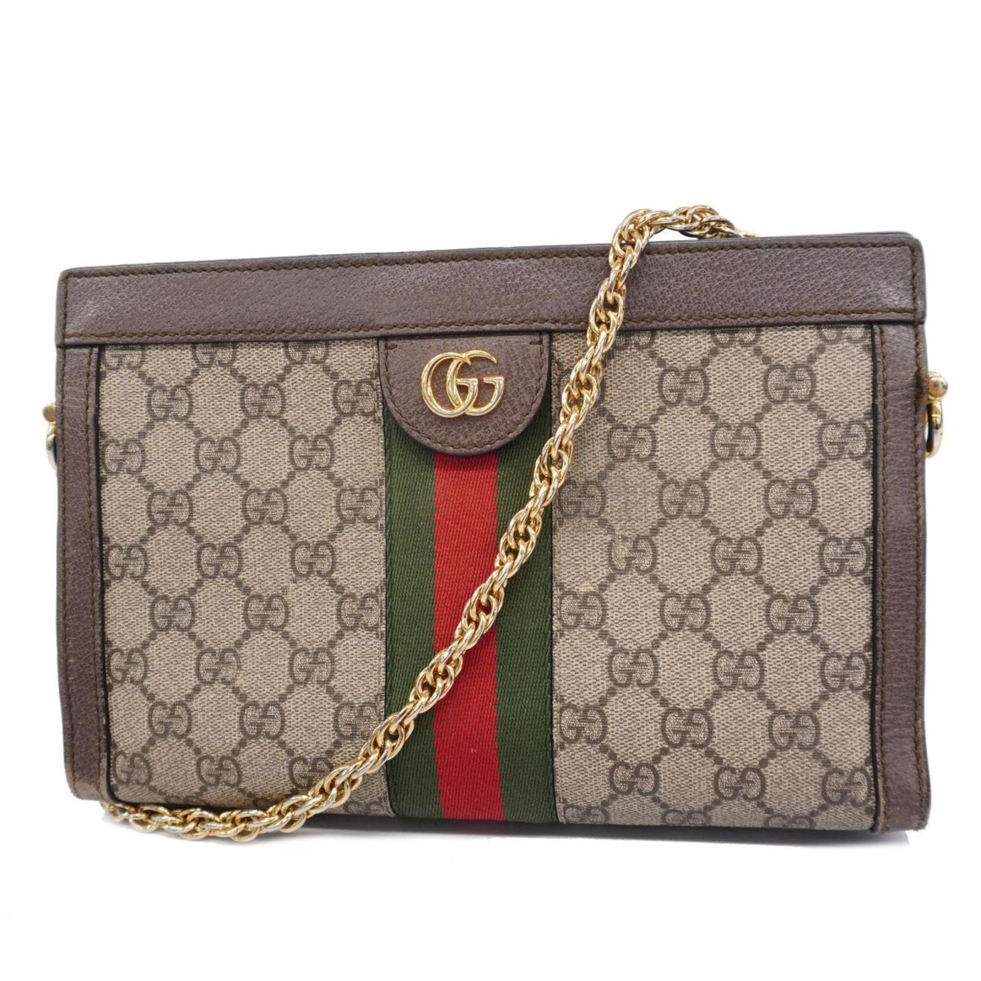 Gucci Shoulder Bag Ophidia 503877 Leather Brown Women's