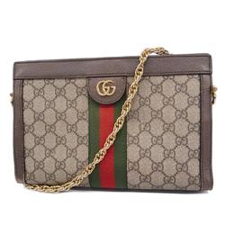 Gucci Shoulder Bag Ophidia 503877 Leather Brown Women's