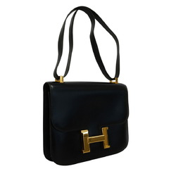 Hermes Shoulder Bag Constance 18 〇L Engraved Box Calf Black Women's