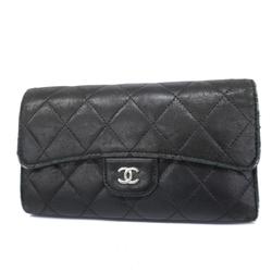 Chanel Tri-fold Long Wallet Matelasse Lambskin Black Women's