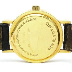 Polished TIFFANY Atlas 18K Gold Leather Quartz Ladies Watch L0630 BF571703