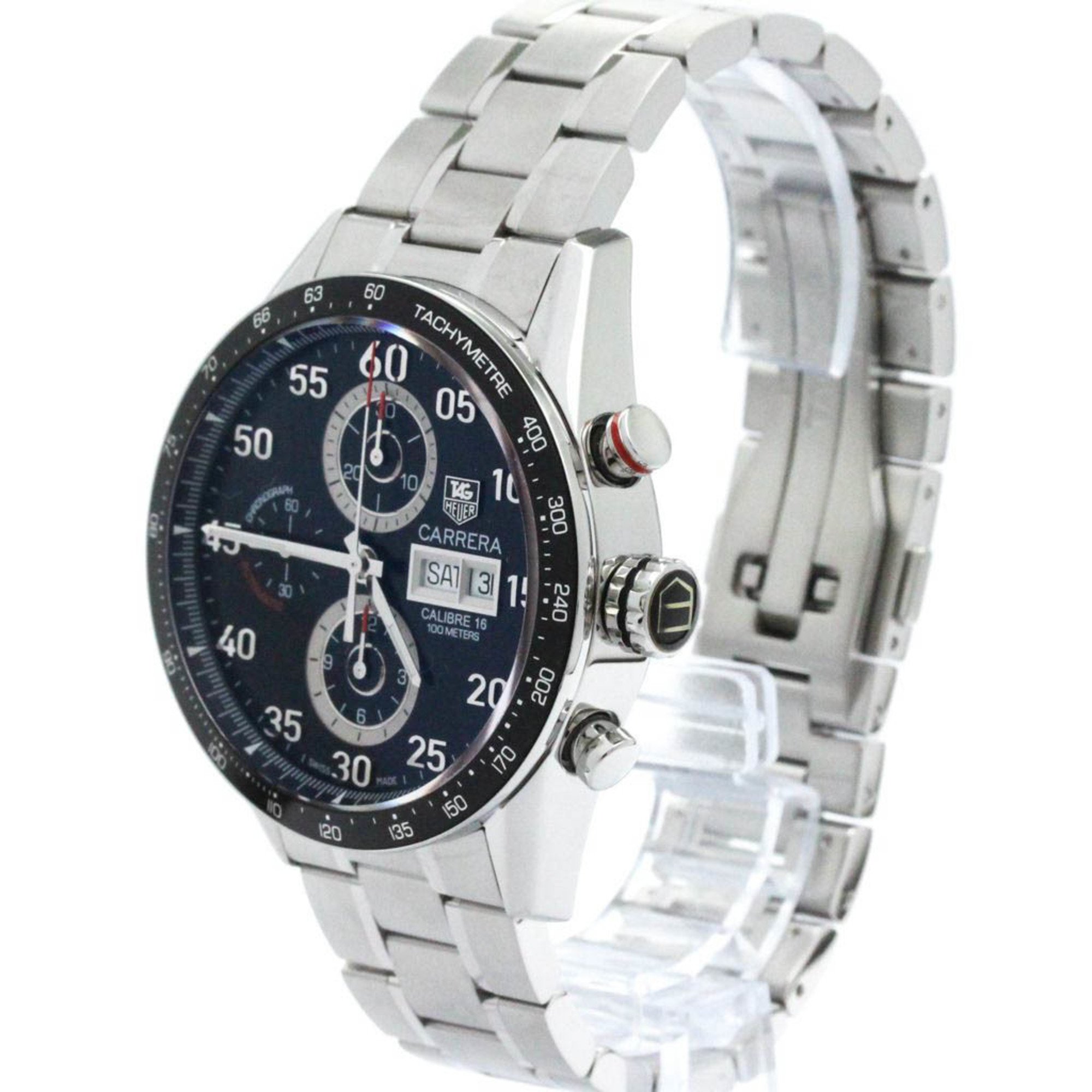 Polished TAG HEUER Carrera Calibre 16 Chronograph Day Date Watch CV2A10 BF575810