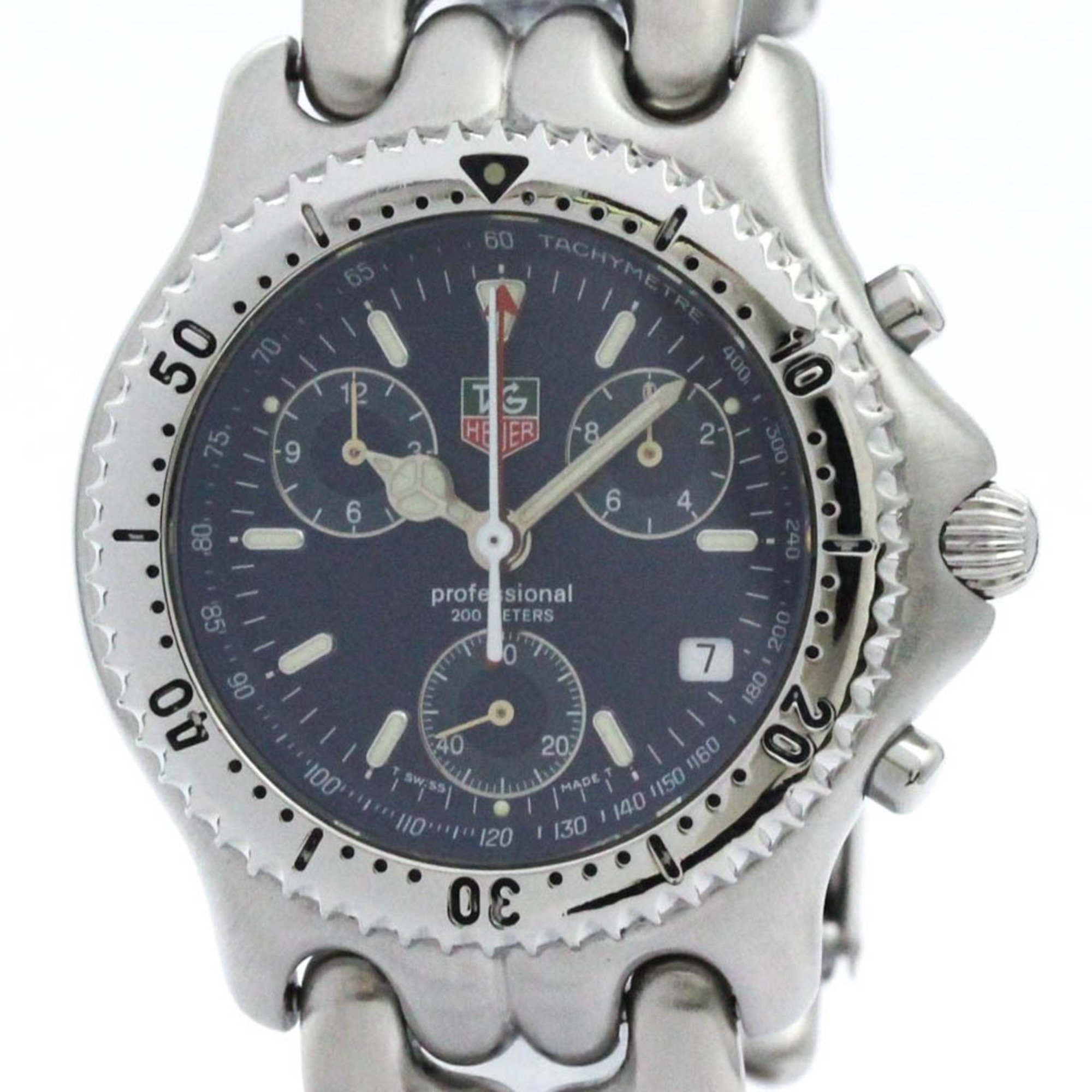 Polished TAG HEUER Sel Chronograph 200M Steel Quartz Mens Watch CG1114 BF574238