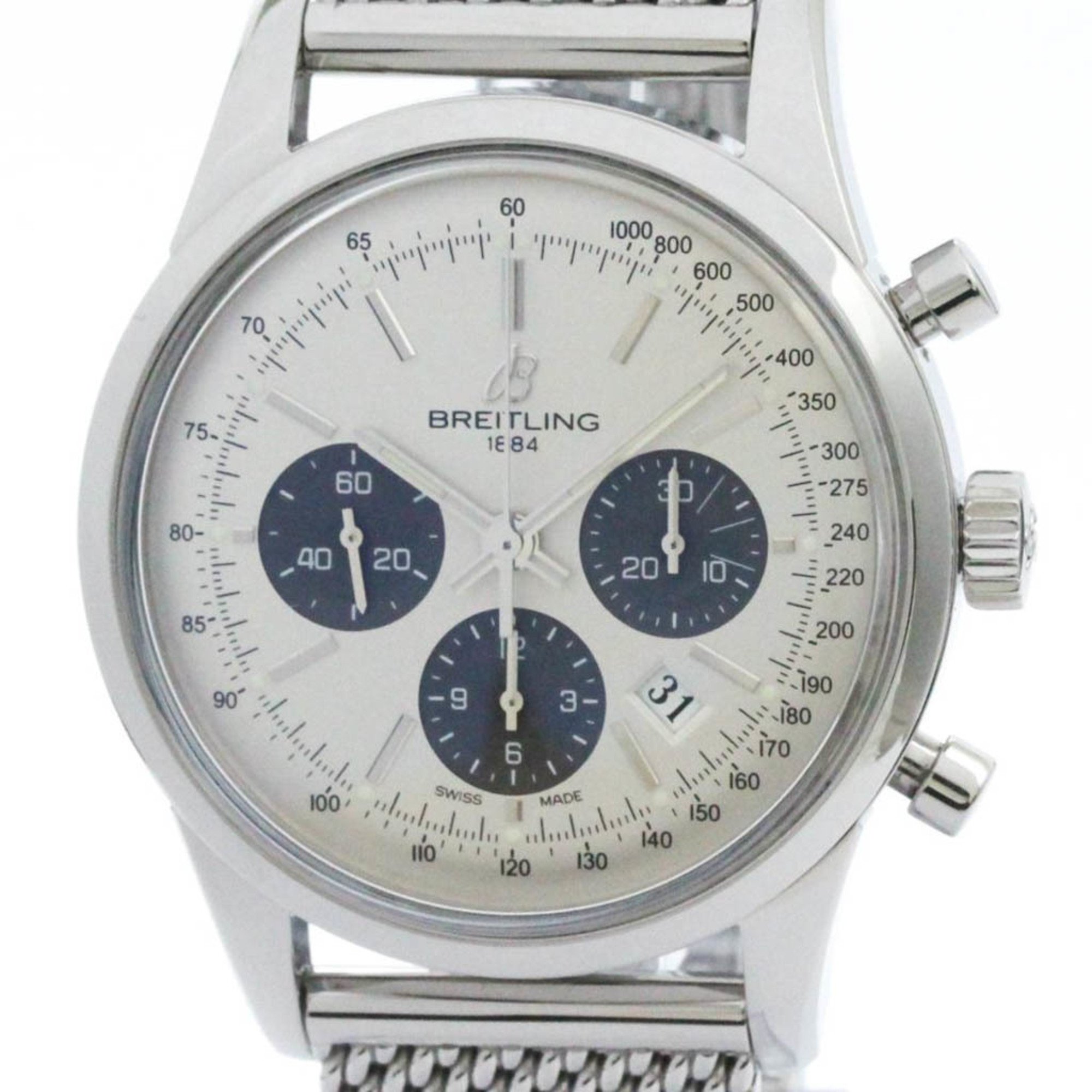 Polished BREITLING Transocean Chronograph Steel Automatic Watch AB0152 BF575793