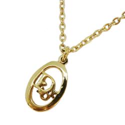 Christian Dior Necklace Oval GP Plated Gold Women's