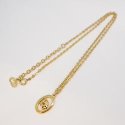 Christian Dior Necklace Oval GP Plated Gold Women's