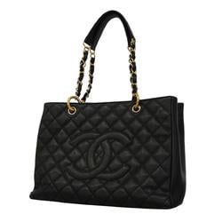 Chanel Shoulder Bag Matelasse Chain Caviar Skin Black Women's