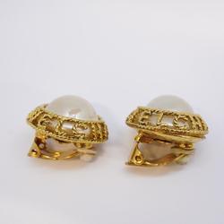 Chanel Earrings Circle Faux Pearl GP Plated Gold 94A Women's