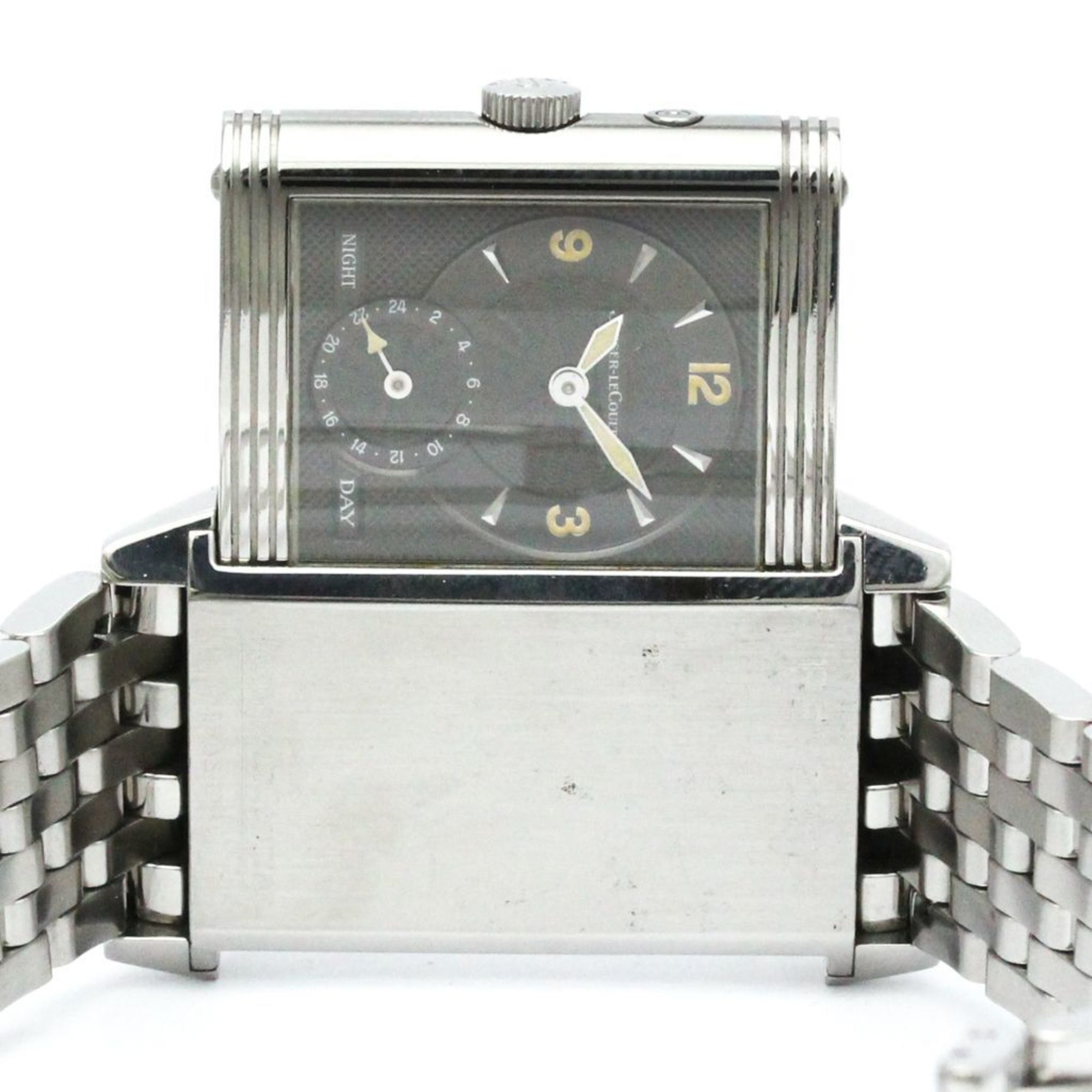 Polished JAEGER-LECOULTRE Reverso Duo Day Night Steel Watch 270.8.54 BF571699