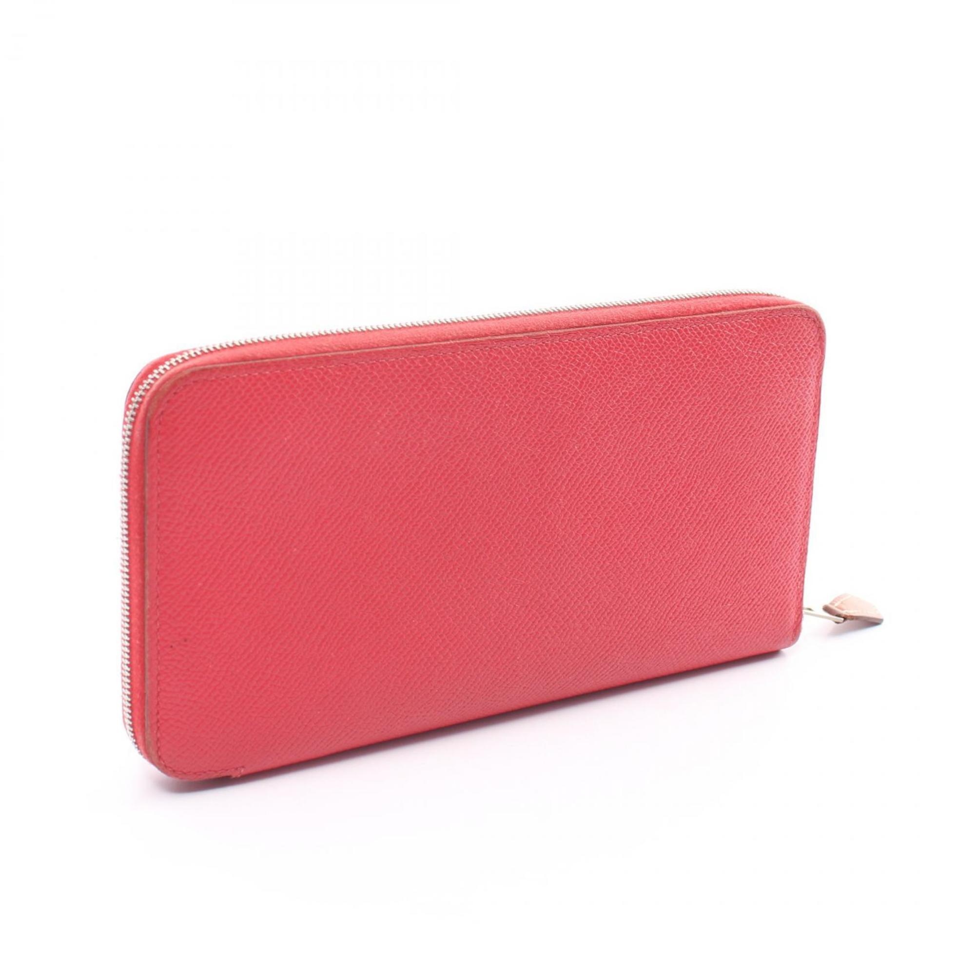 Hermes HERMES Azap Long Silk In Round Wallet Epsom Leather Women's Pink