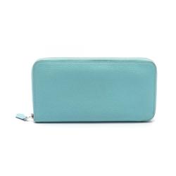 Hermes HERMES Azap Long Classic Blue Atoll Round Wallet Taurillon Clemence Women's