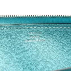 Hermes HERMES Azap Long Classic Blue Atoll Round Wallet Taurillon Clemence Women's