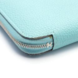 Hermes HERMES Azap Long Classic Blue Atoll Round Wallet Taurillon Clemence Women's