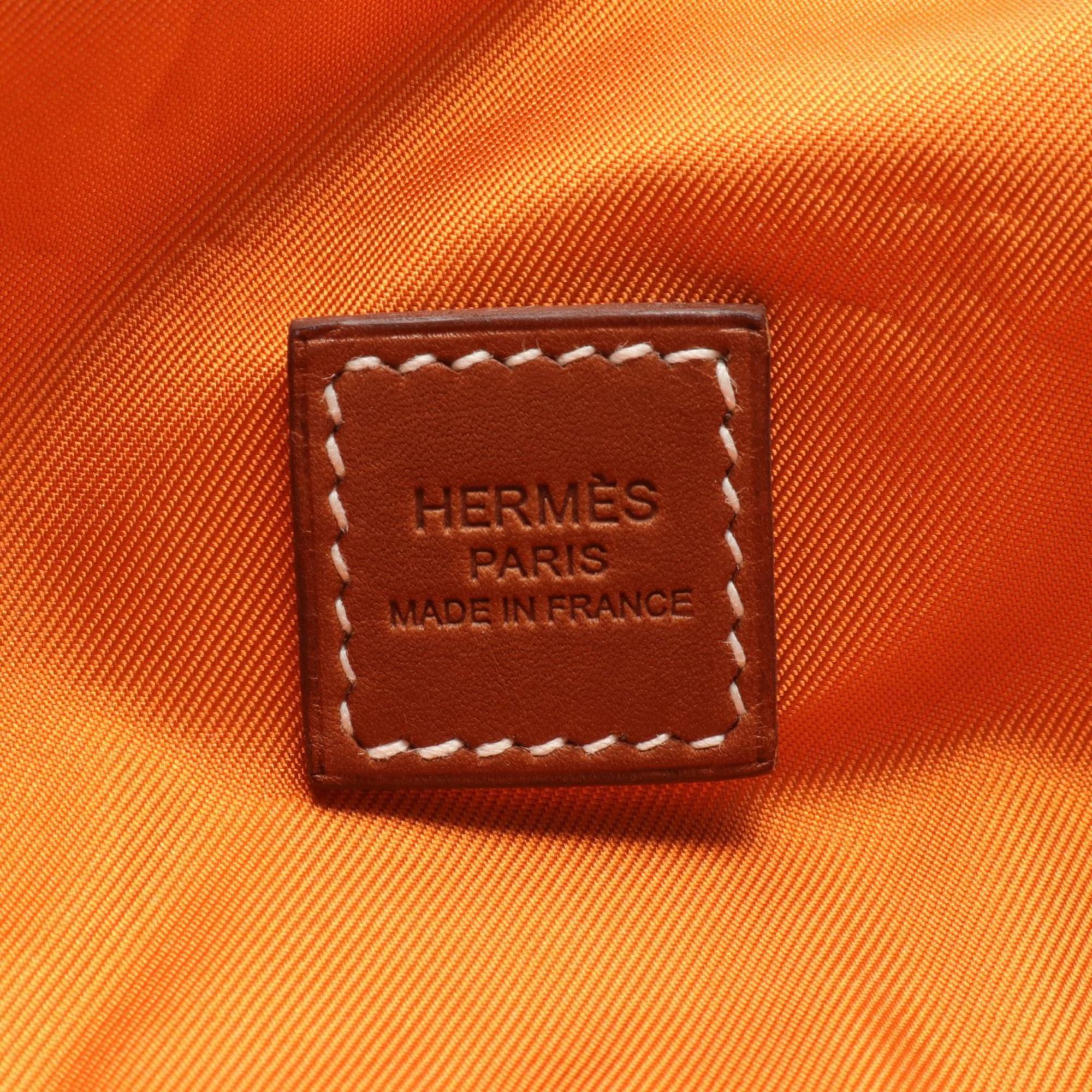 Hermes HERMES Ouse de Voyage Pouch Bag Silk Women's Orange Blue Multicolor