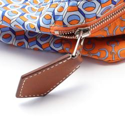 Hermes HERMES Ouse de Voyage Pouch Bag Silk Women's Orange Blue Multicolor