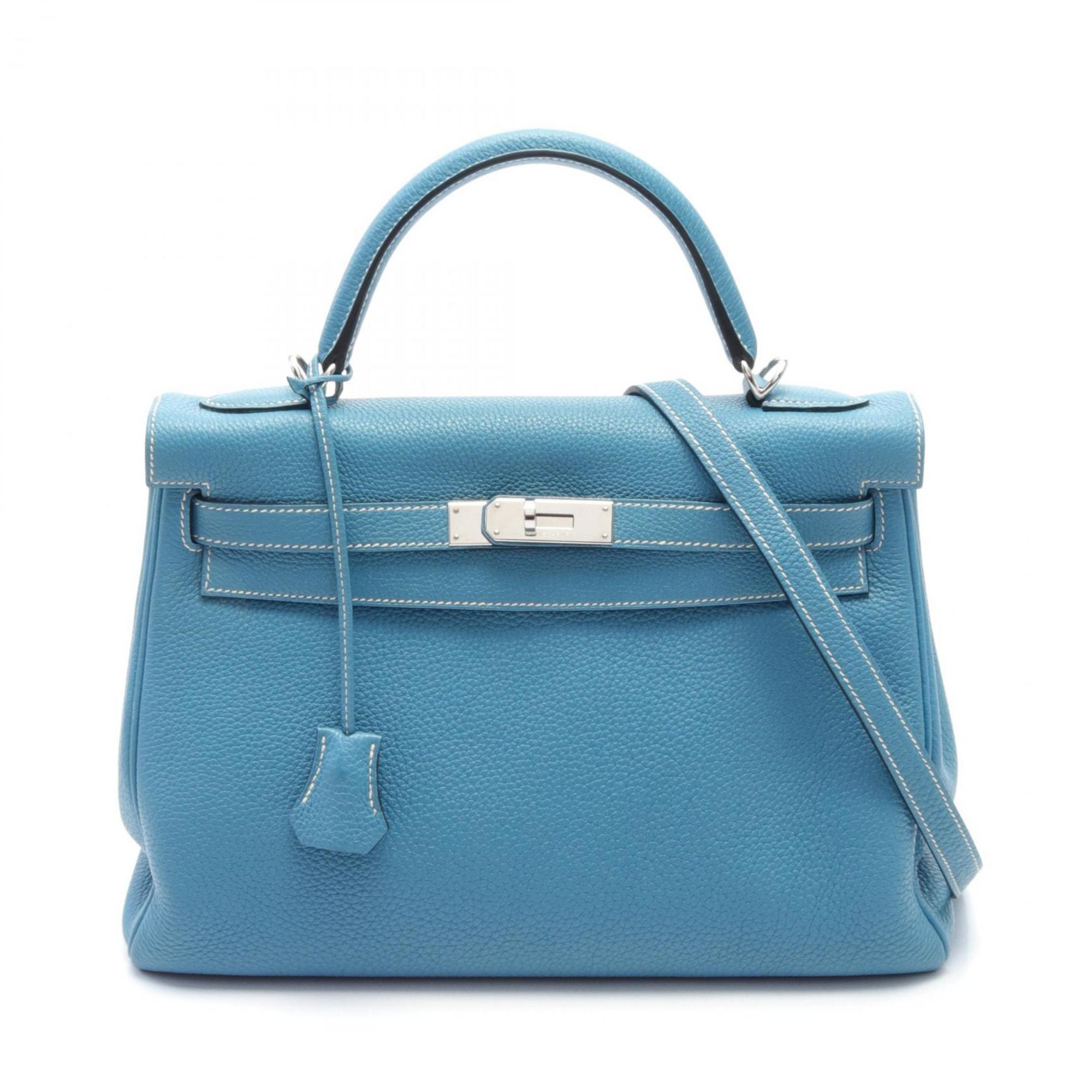 Hermes Kelly 32 Handbag Togo Women's Blue